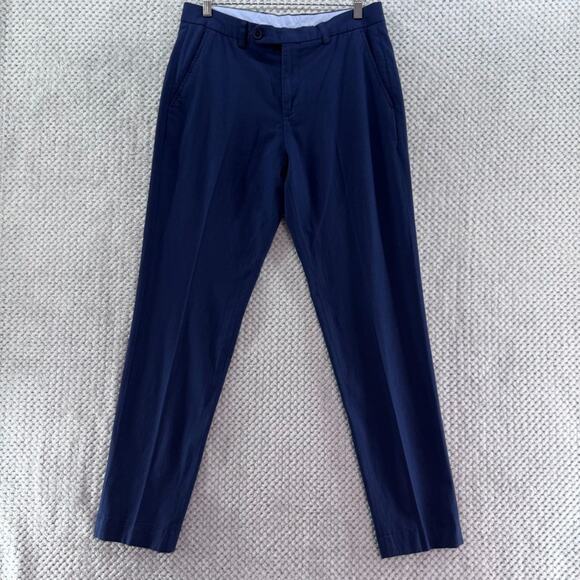 Brooks Brothers Pants Mens 32 (33X32) Blue Linen Cotton Milano Fit Flat Front - Picture 1 of 14